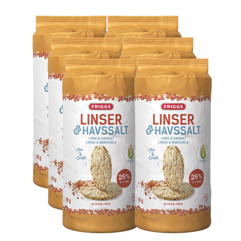 Friggs Majskakor Linser & Havssalt 6-pack