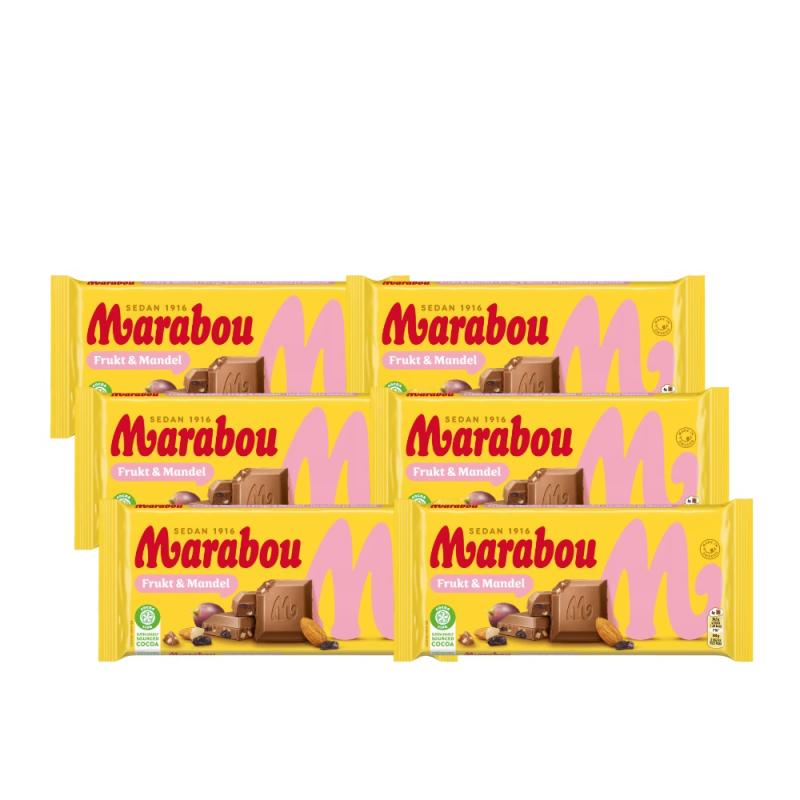 Marabou Mjölkchoklad Frukt & Mandel 6-pack
